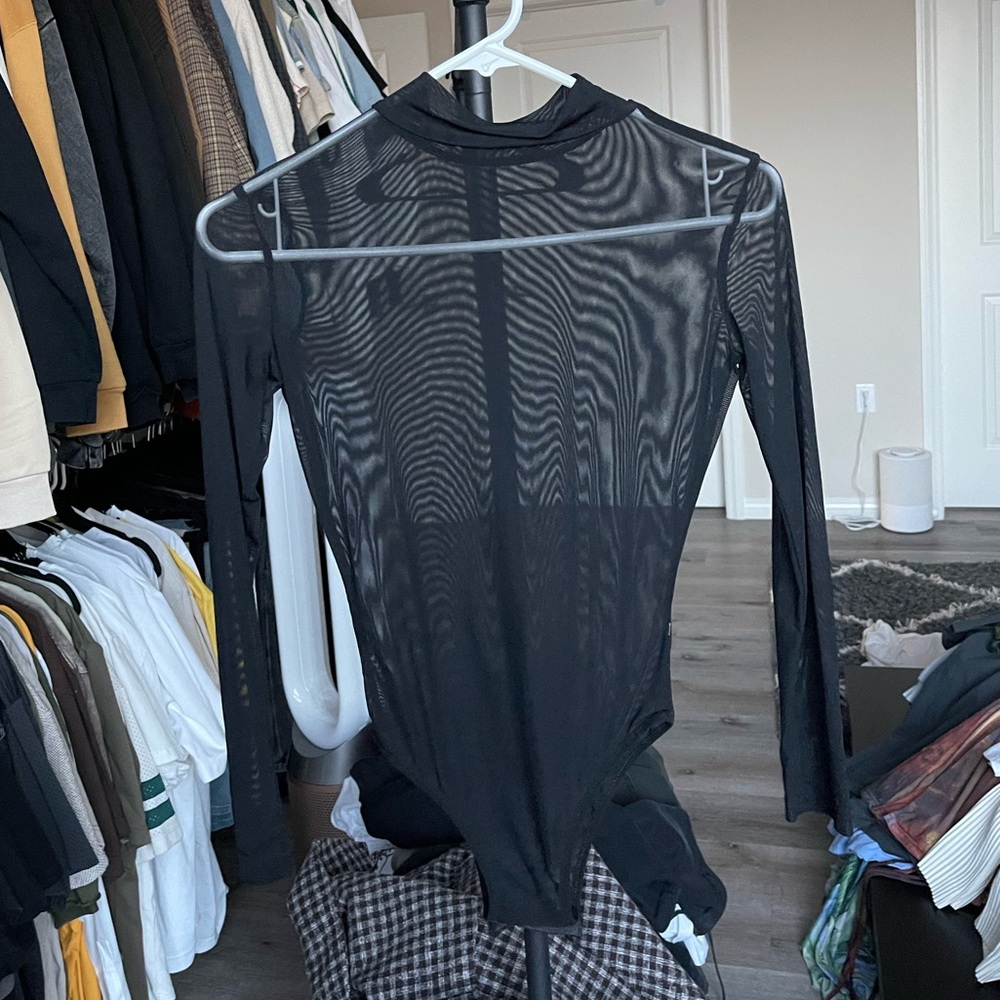 Black Sheer Long Sleeve Bodysuit